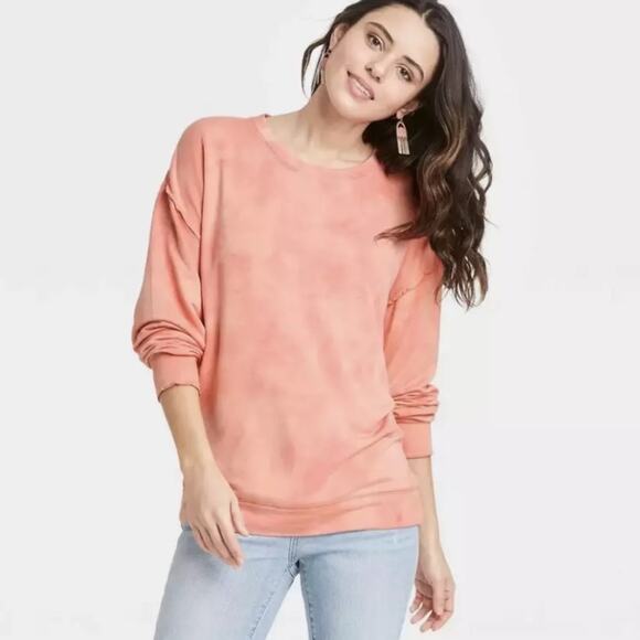 Knox Rose Small Apricot Knit Pullover Sweatshirt Comfy Cozy - Picture 1 of 8